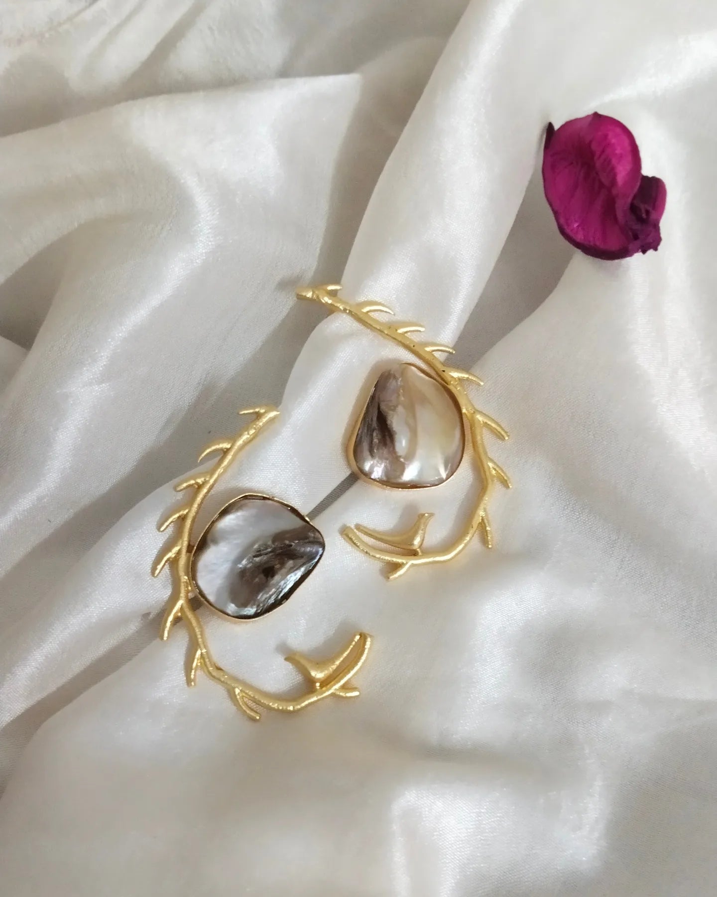 Mother of pearl with self designed bird Earrings