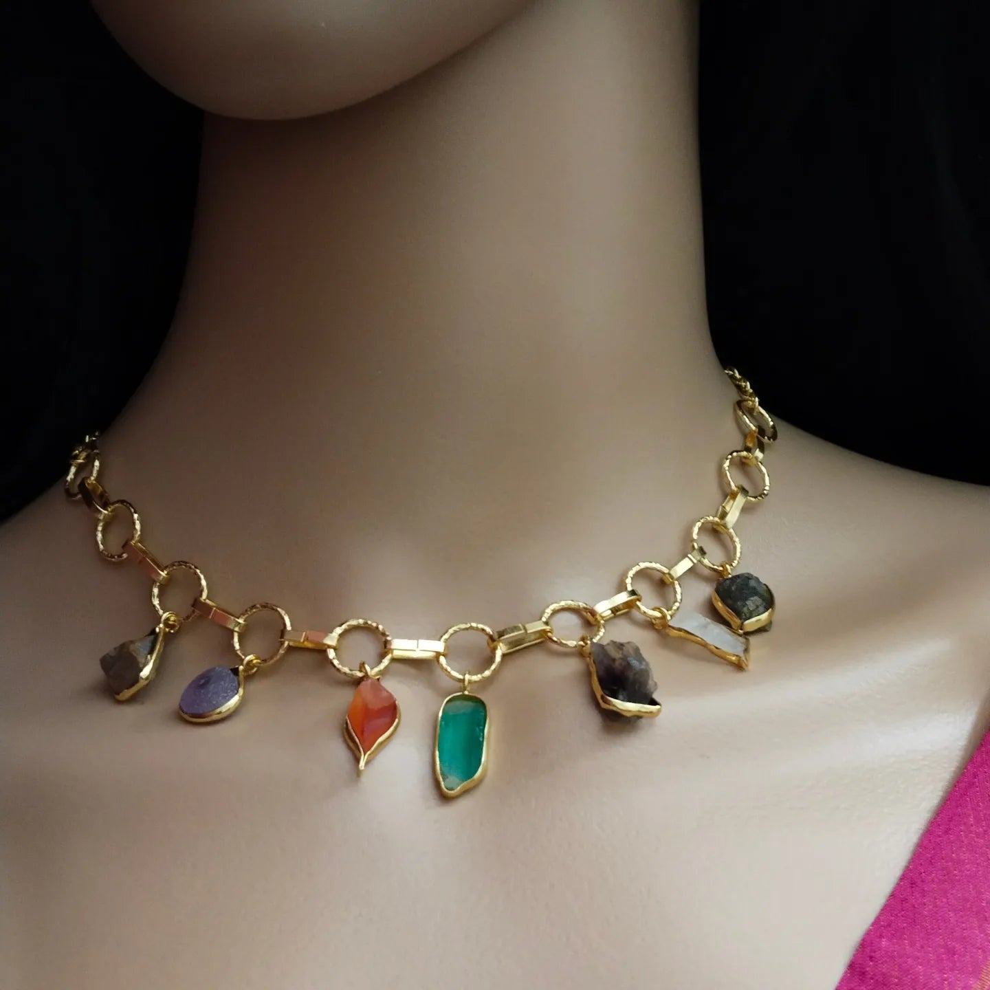 Multi colour Raw stone necklace