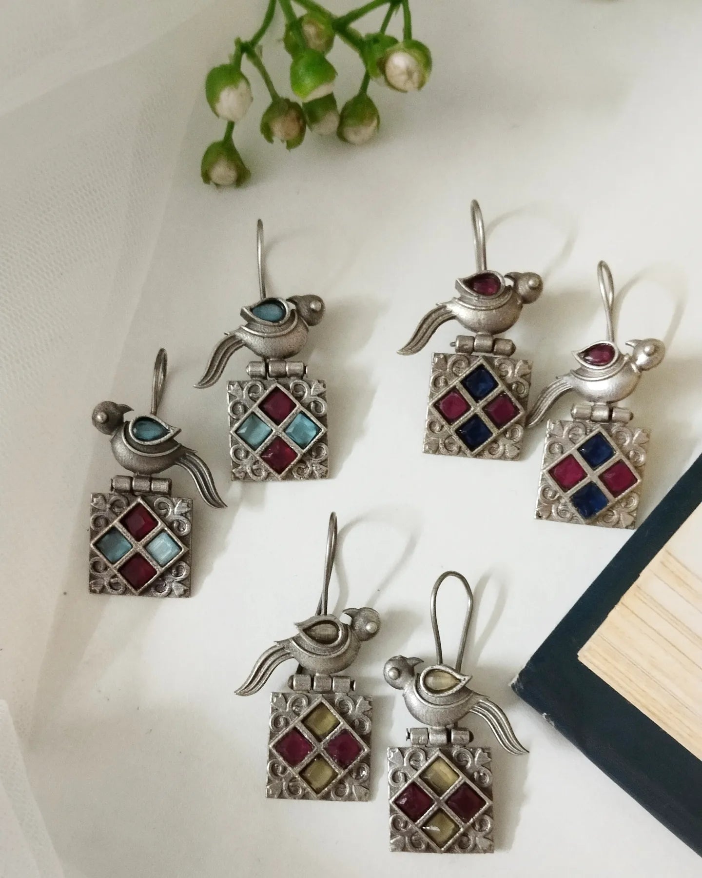 Silver Replica parrot earring