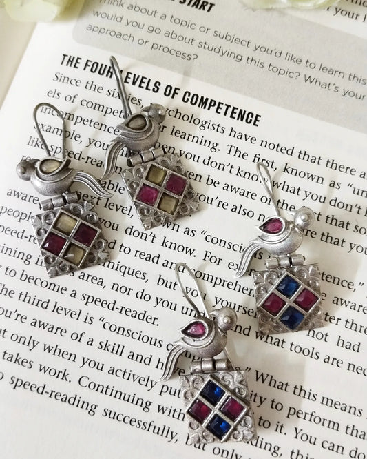 Silver Replica parrot earring