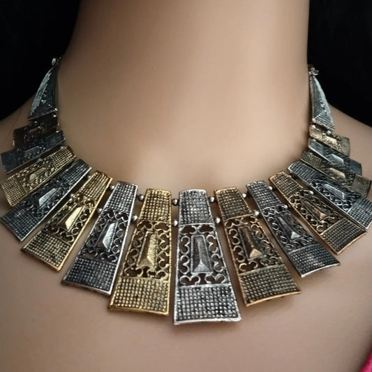 Oxidised choker necklace set