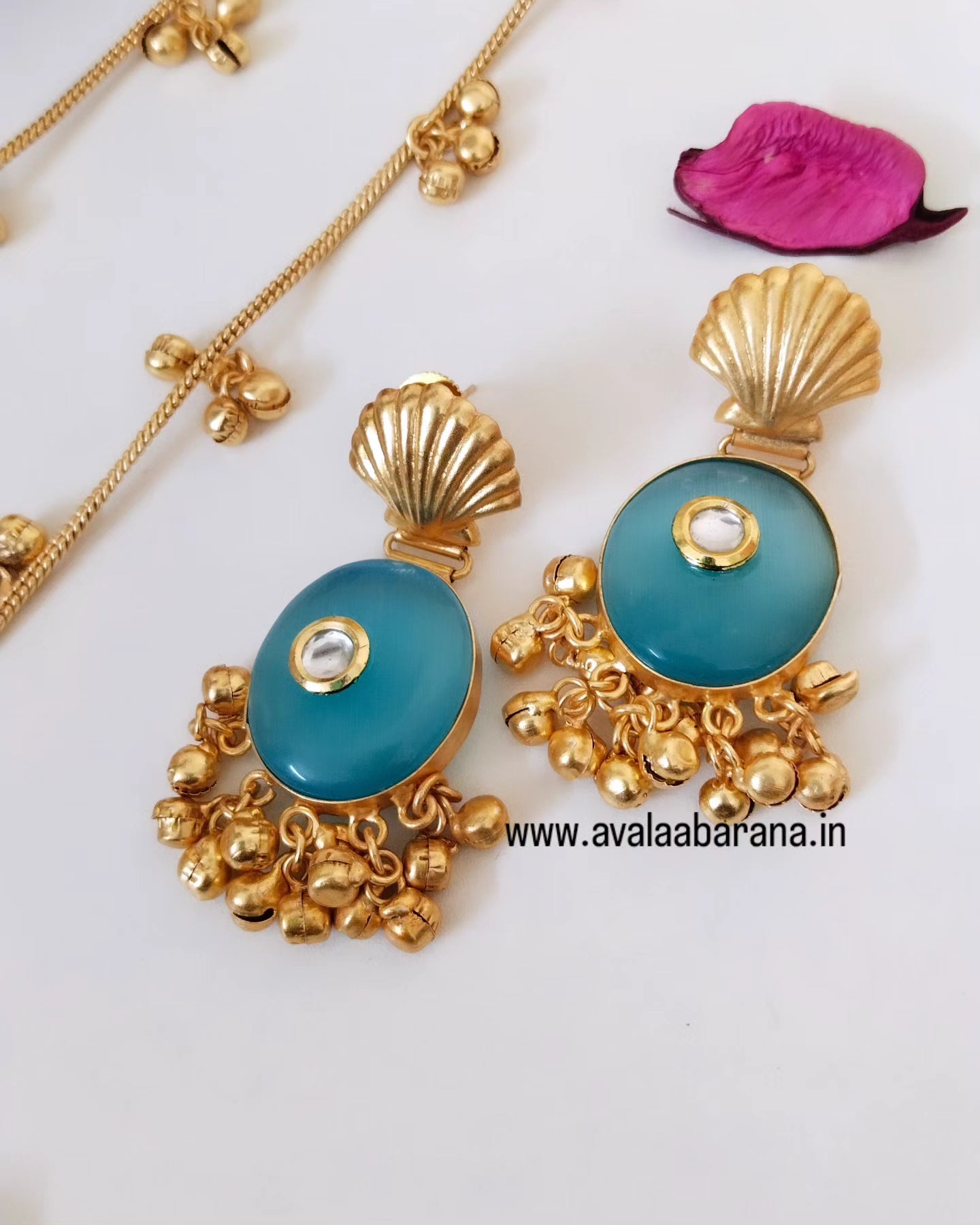 Exclusive monalisa stone, peacock motif Brass long Har/ Chain