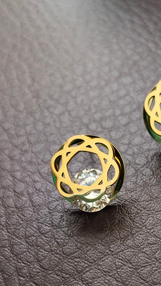 Anti tarnish Stainless Steel diamond look alike Star stud,aval aabarana ,best fashion jewellery brand, brass earrings