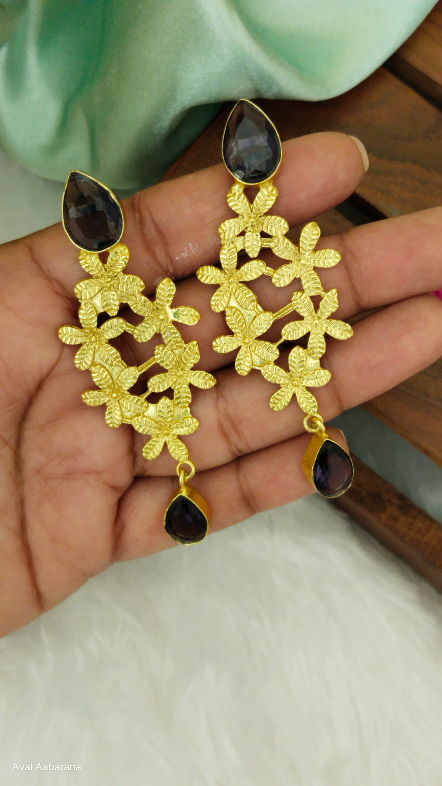 Flower designed with crystal stone earring