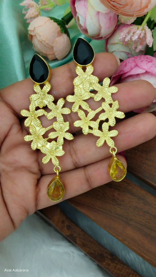 Flower designed with crystal stone earring