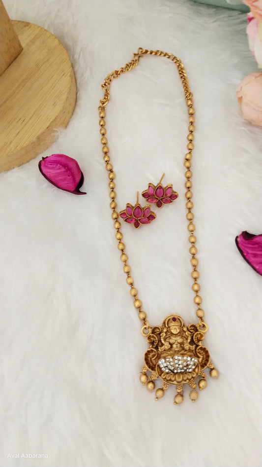 Lakshmi Pendant chain with lotus stud
