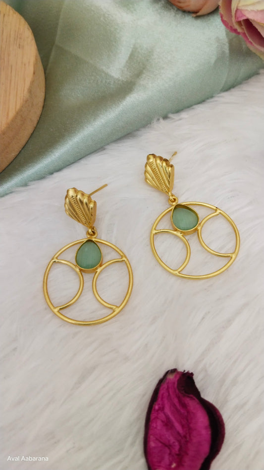 Pretty turquoise monalisa stone circle Earring