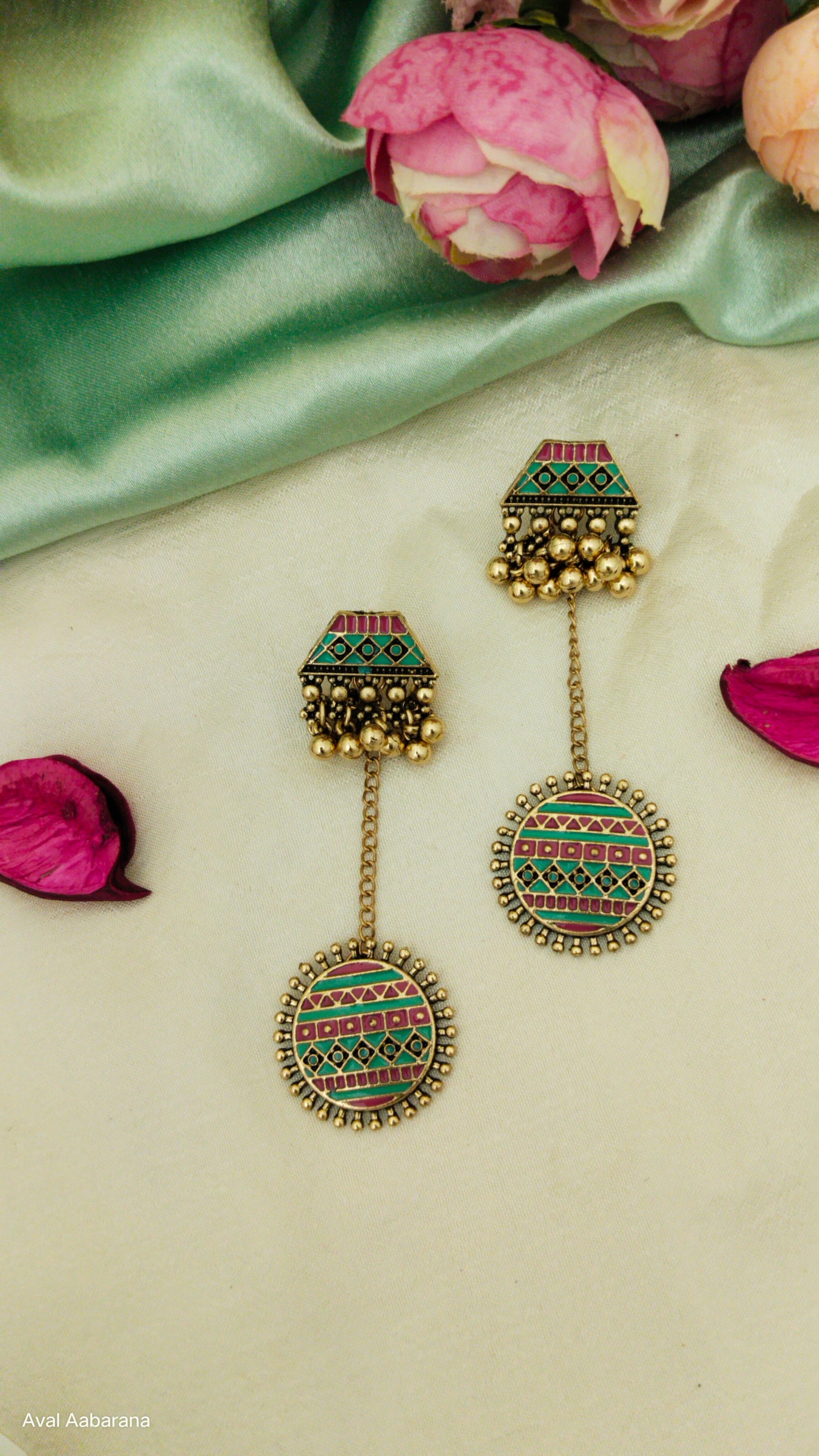 Embellished trendy antique tone Indo western earring