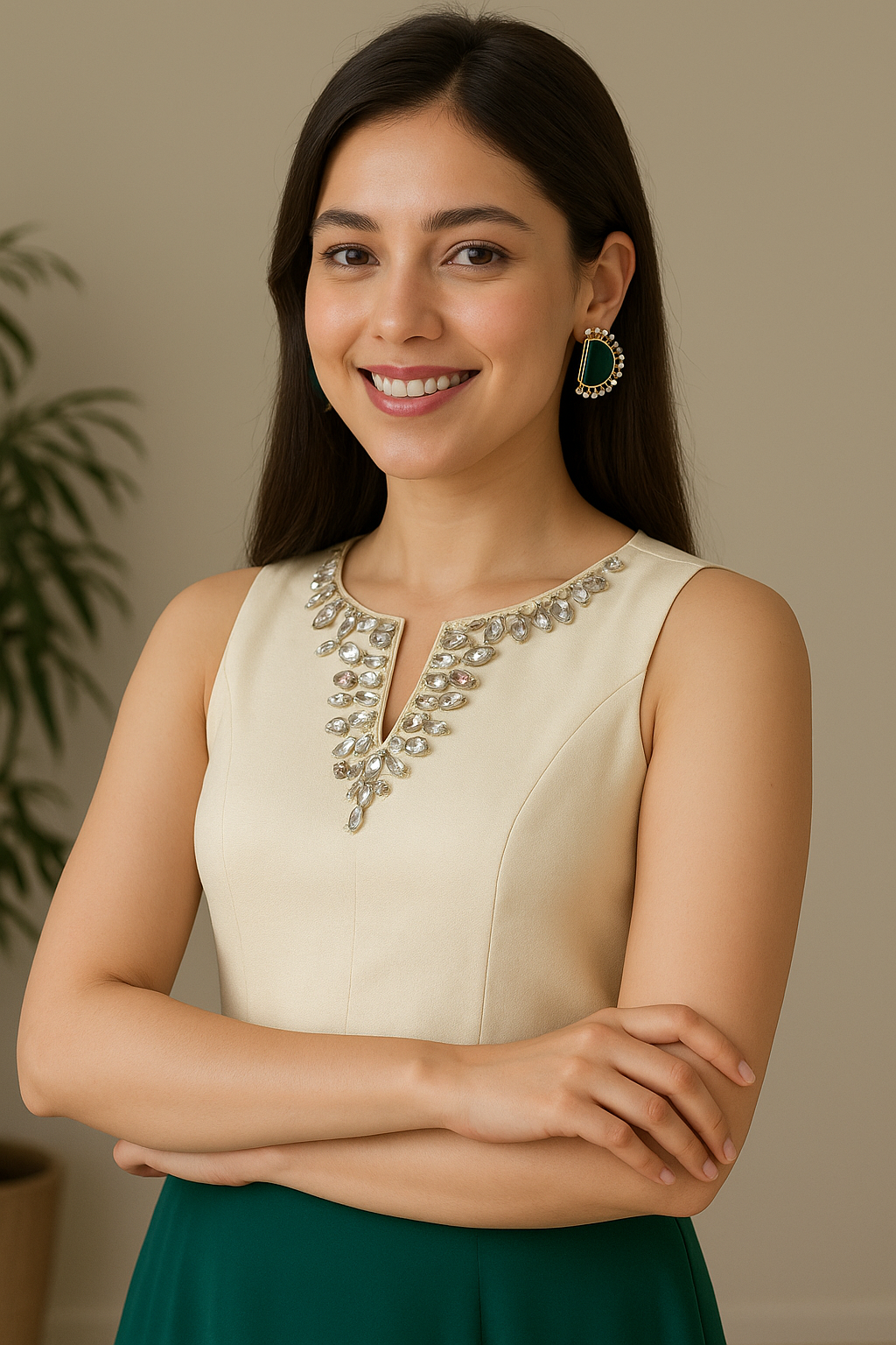 monalisa green stone earring with pearl, Aval aabarana earring, Best fashion jewellery Brand