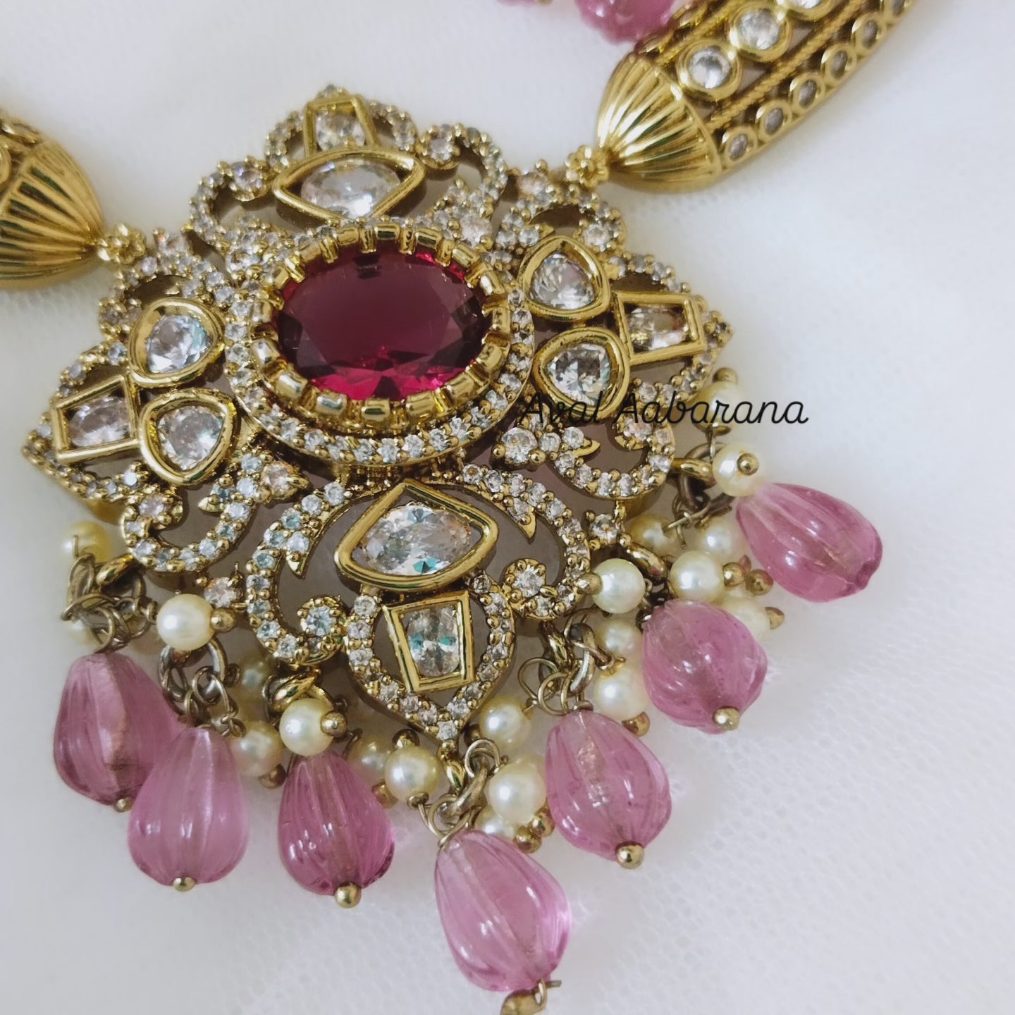 Exclusive diamond lookalike neck wear with pretty earring