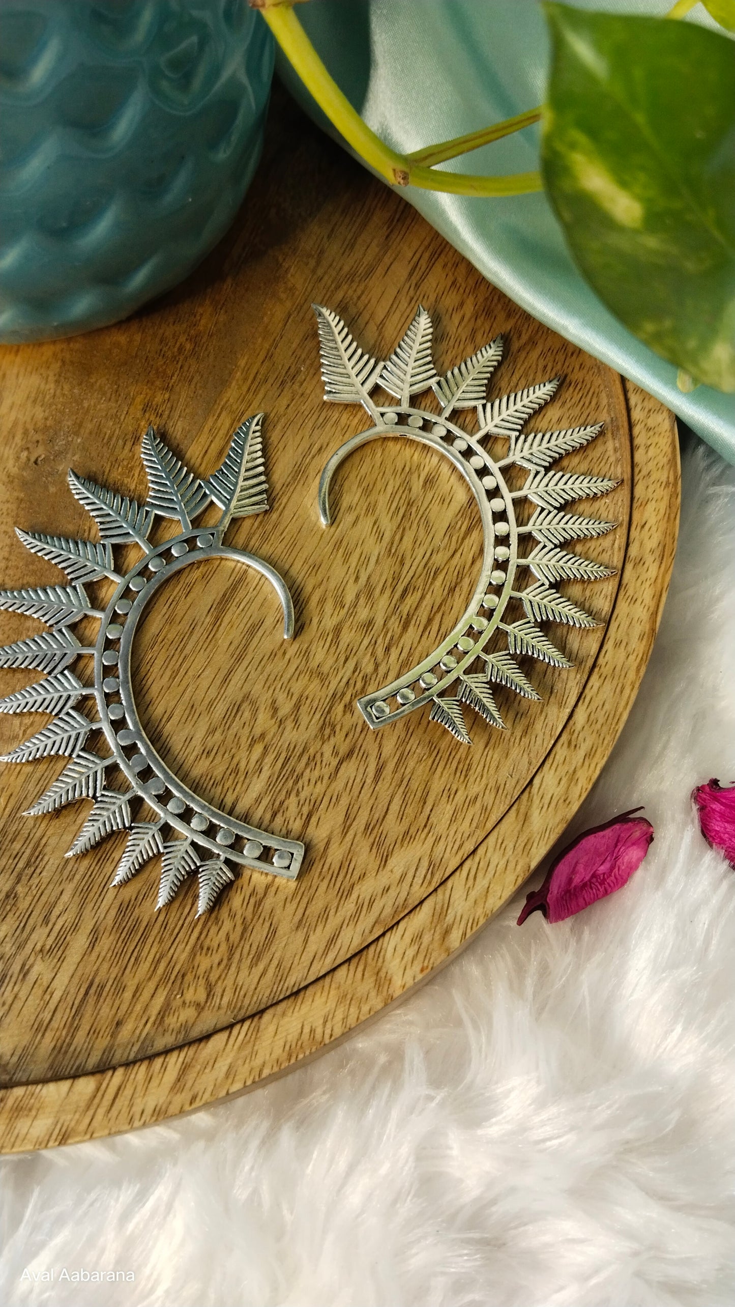 Navya Nair Inspired Ear Cuffs in gold & Silver Tone