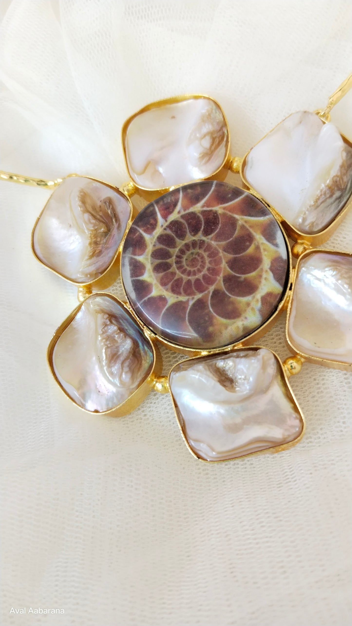 BM1091 - Mother of pearl with Shell center stone Brass Hasli with cute stud