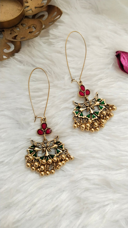 Branded quality enameled long hook earrings