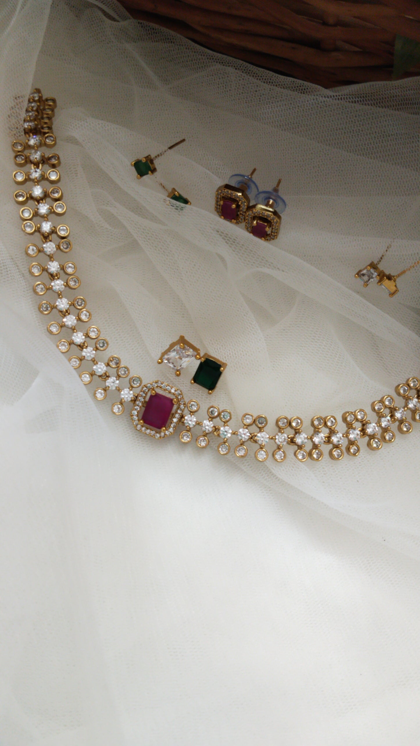 TN07 Pink,White & green Interchangeable 3 in 1 Neckwear set