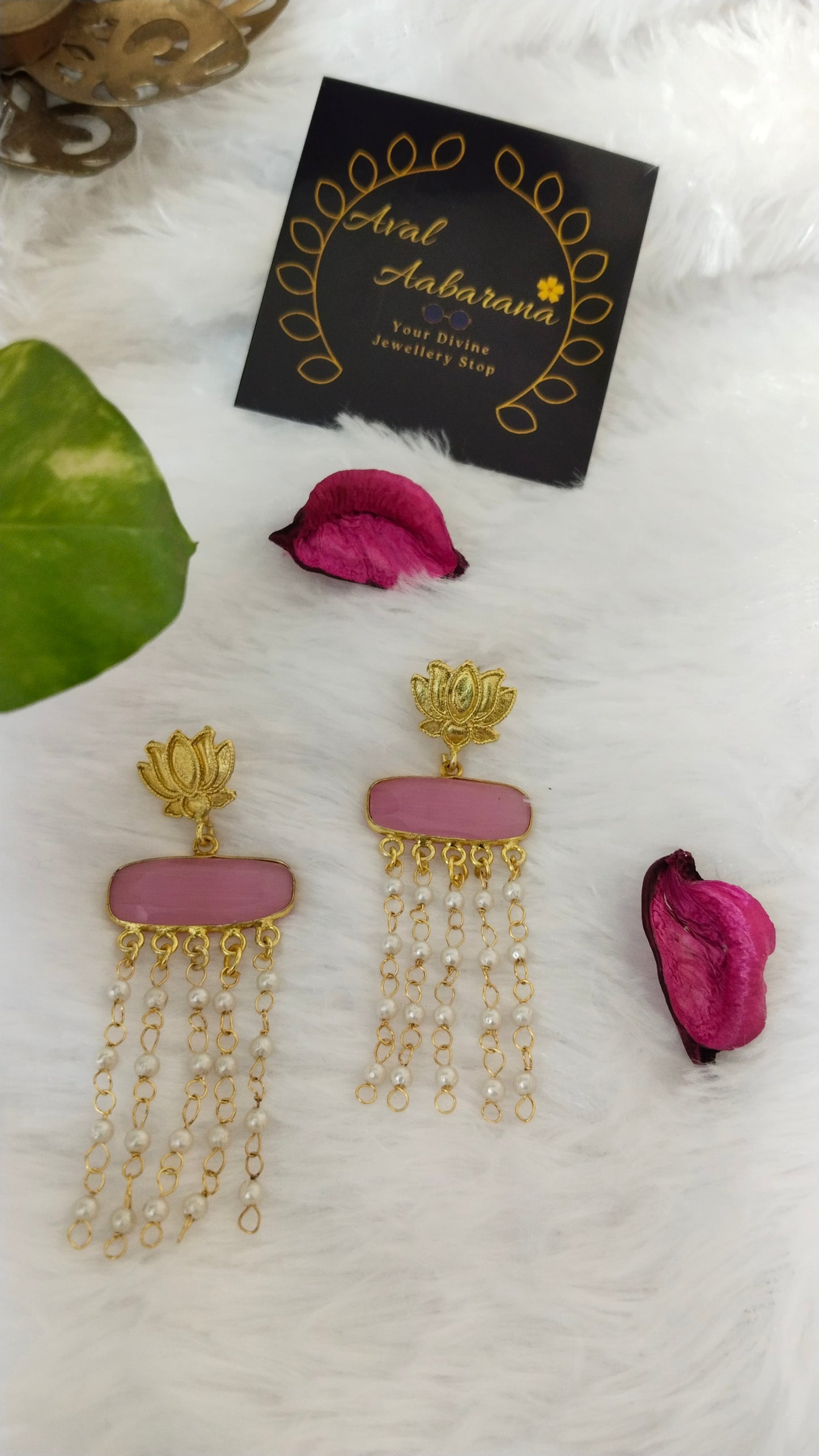 Tamara Brass earrings with pearl adorned