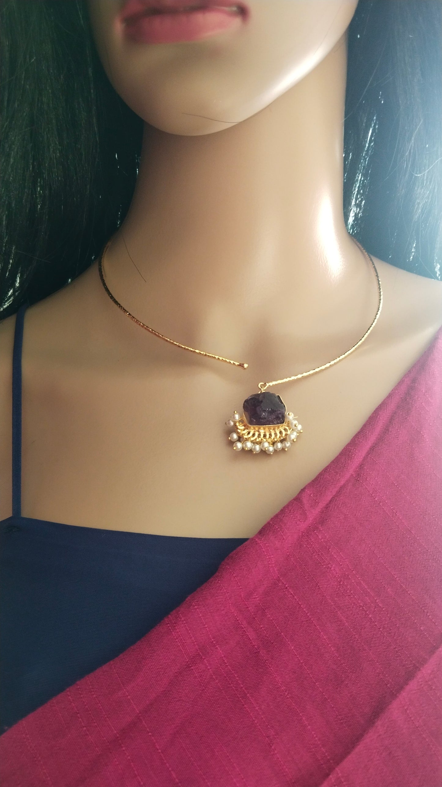 Amethyst stone unique Hasli choker