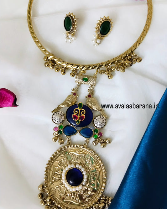 Grand Hasli made with pakshi stone, monalisa stone & Brass