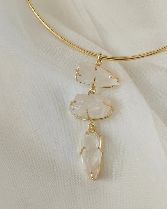 BH001 White raw stone Hasli choker