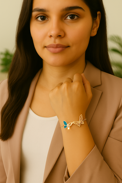 Anti tarnish cute enameled Butterfly Stainless steel Bracelet