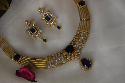 Diamond loolalike red and b lue Necklace sets