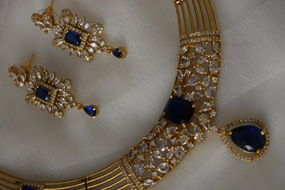 Diamond loolalike red and b lue Necklace sets