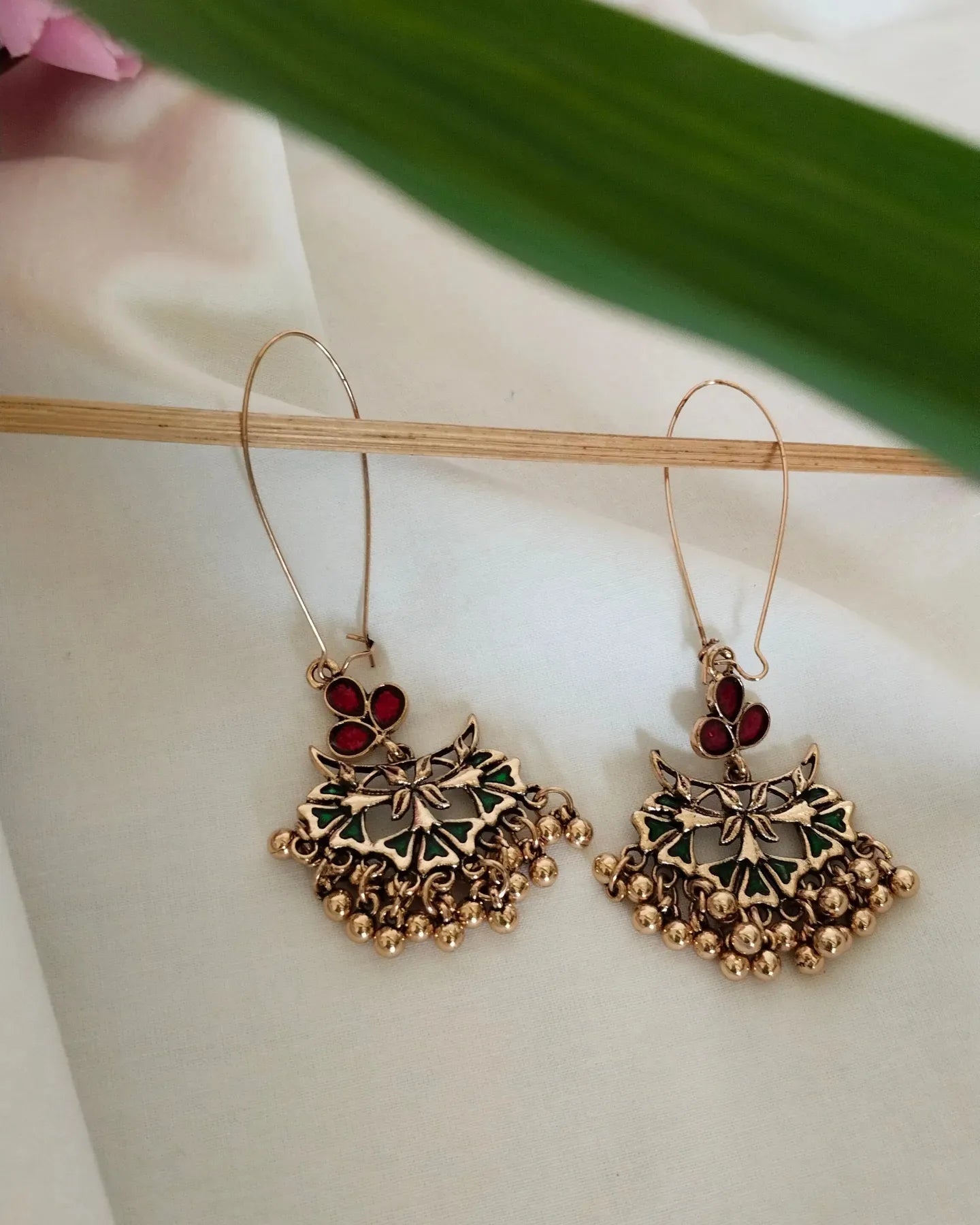 Branded quality enameled long hook earrings