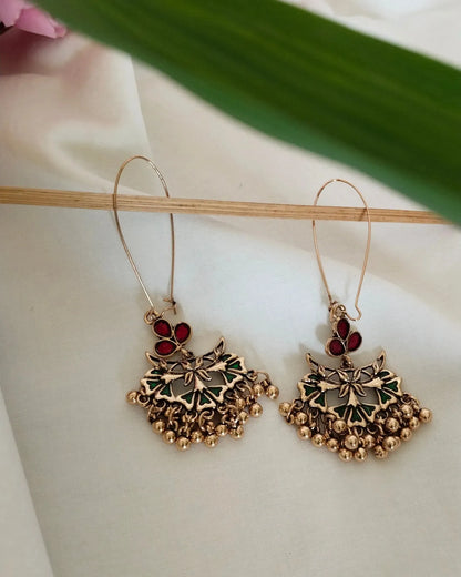 Branded quality enameled long hook earrings