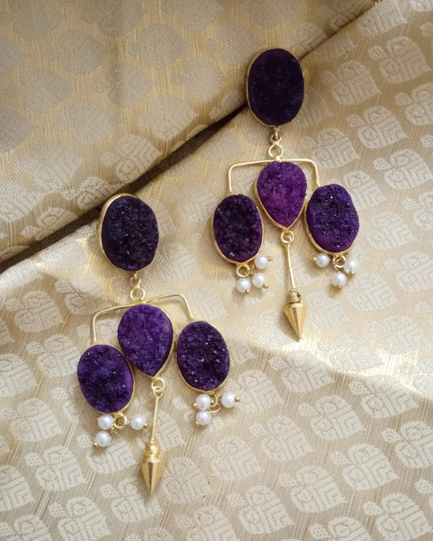 sugar druzy crystal stone earrings