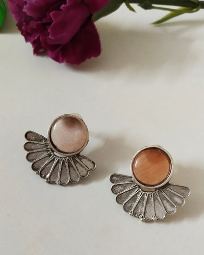 Blue & orange Monalisa stone silver replica earring