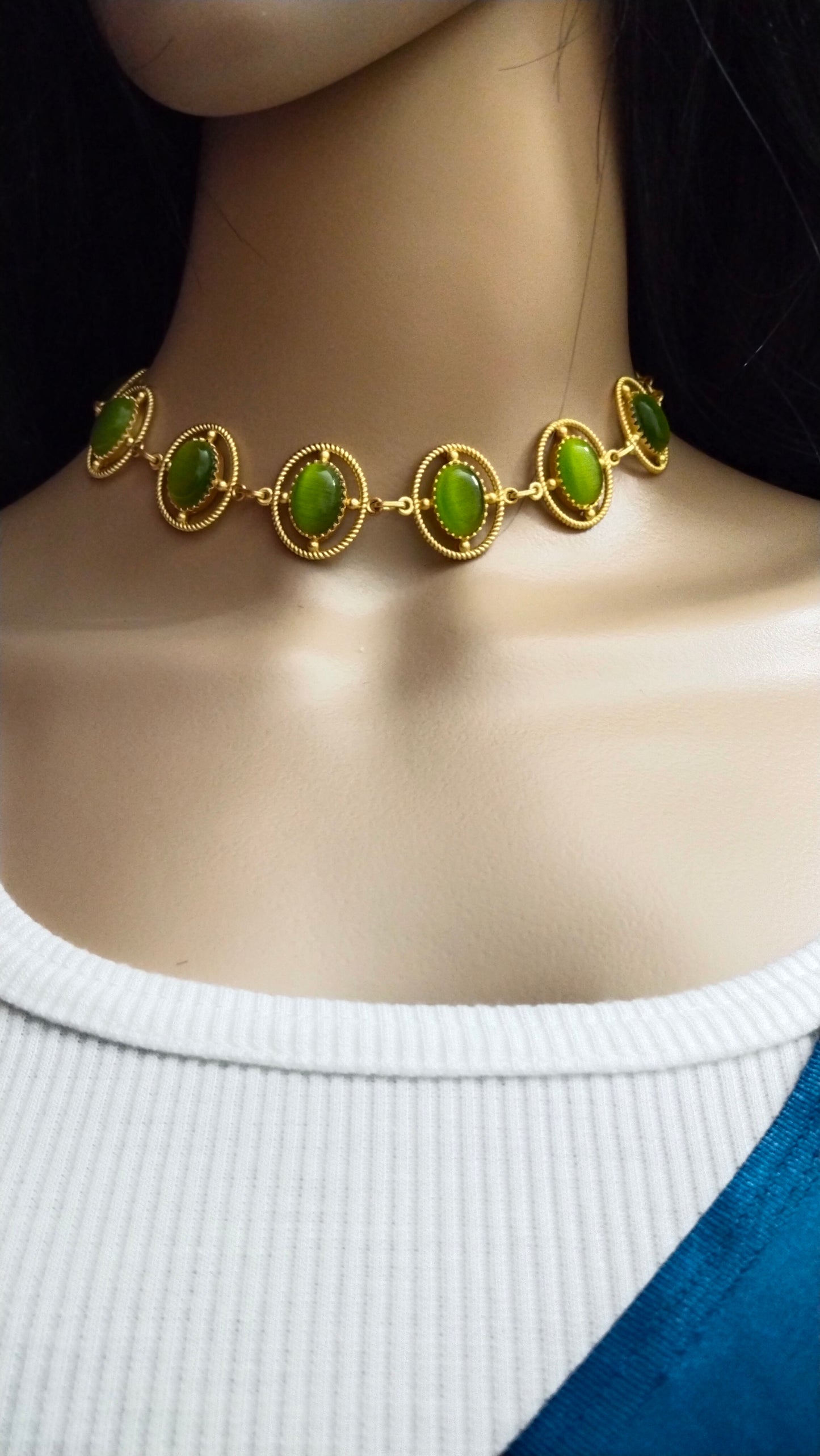 2 in 1 Fluorescent green Monalisa stone Bracelet Bracelet cum neckwear