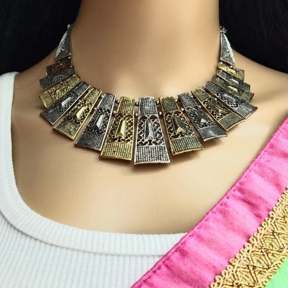 Oxidised choker necklace set