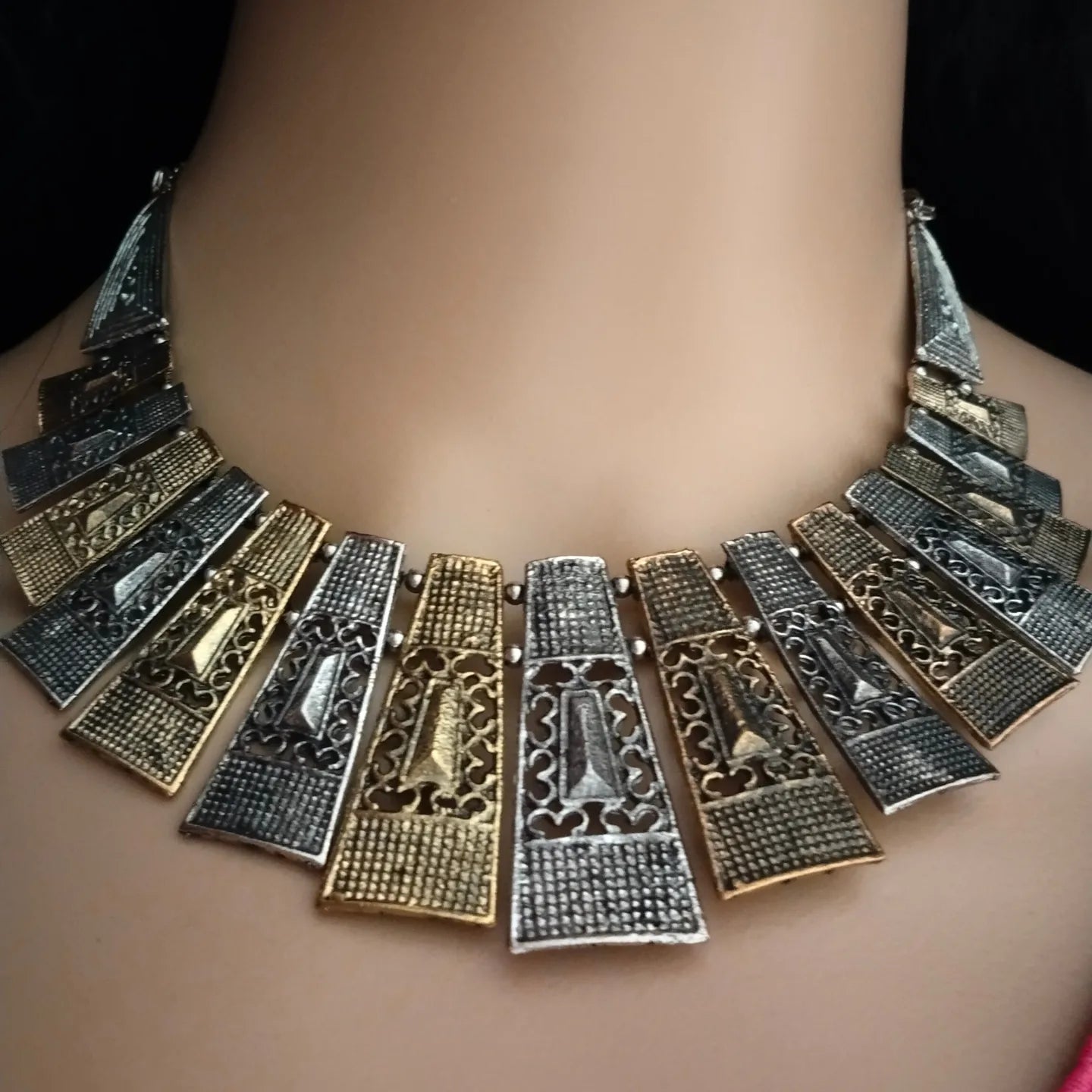 Oxidised choker necklace set