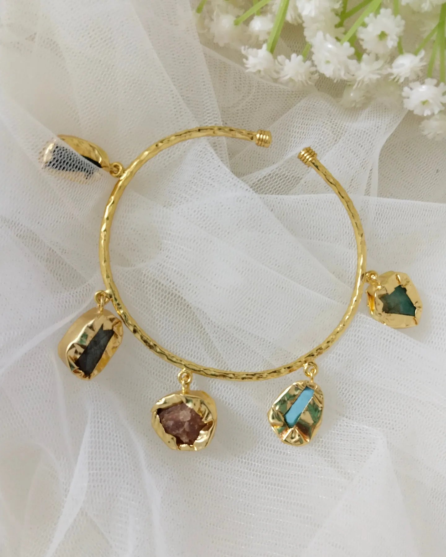 ABK0001 Multi-colored Raw stone Bracelet/Kada