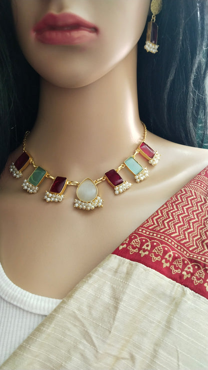 Monalisa rectangle stone neckwears ABN05