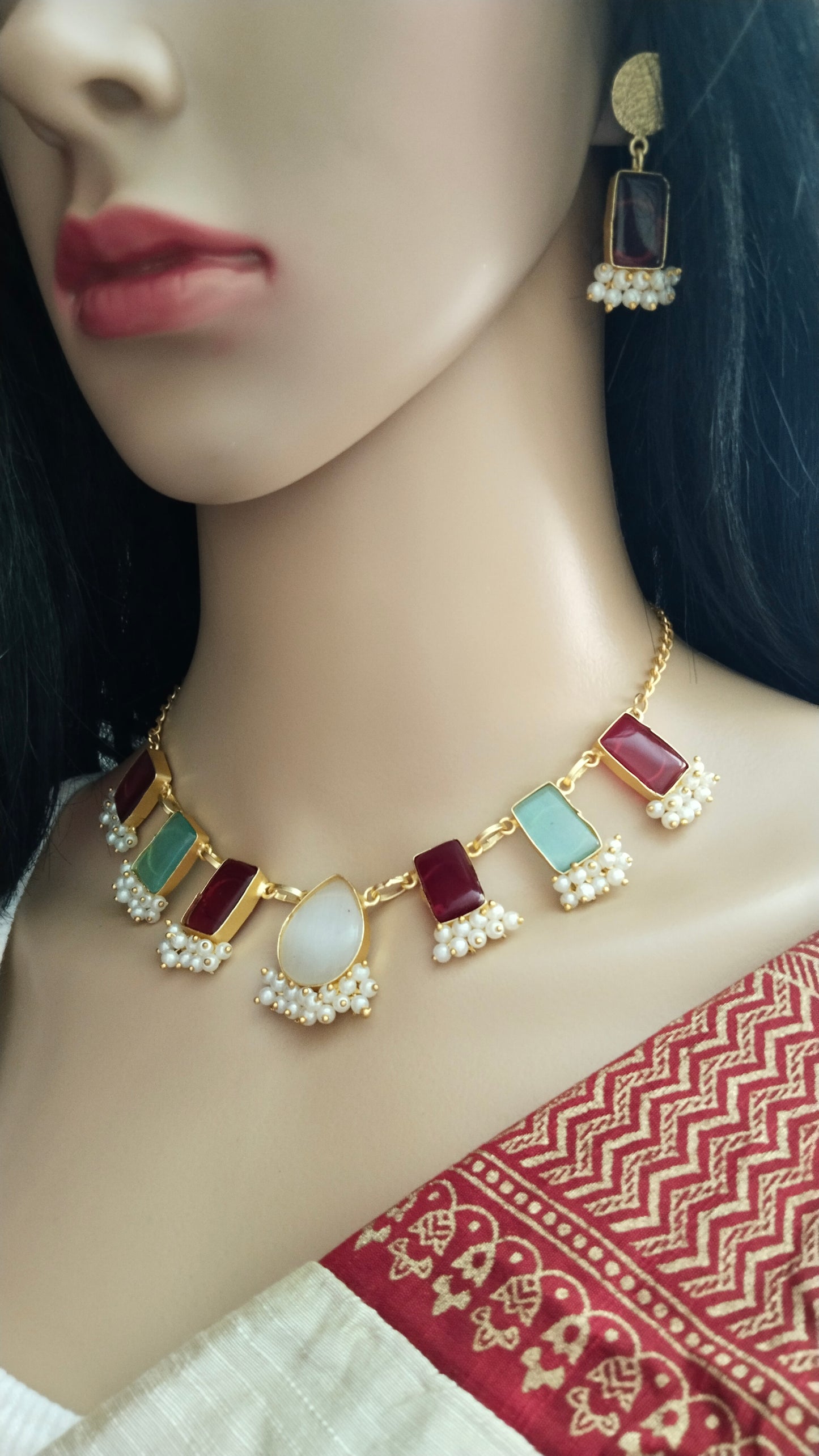 Monalisa rectangle stone neckwears ABN05