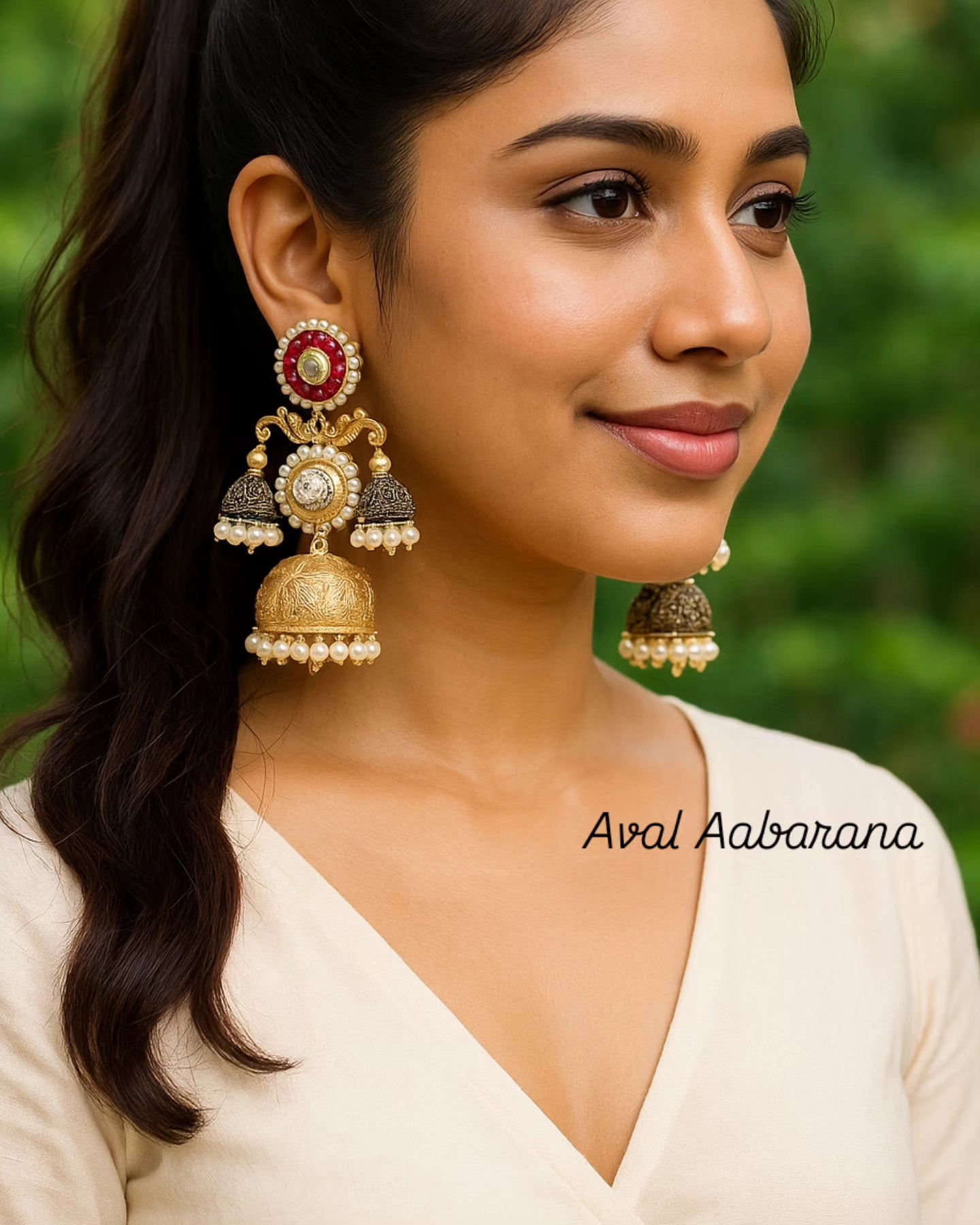 Jyotika inspired 3 Jhumka Brass earrings