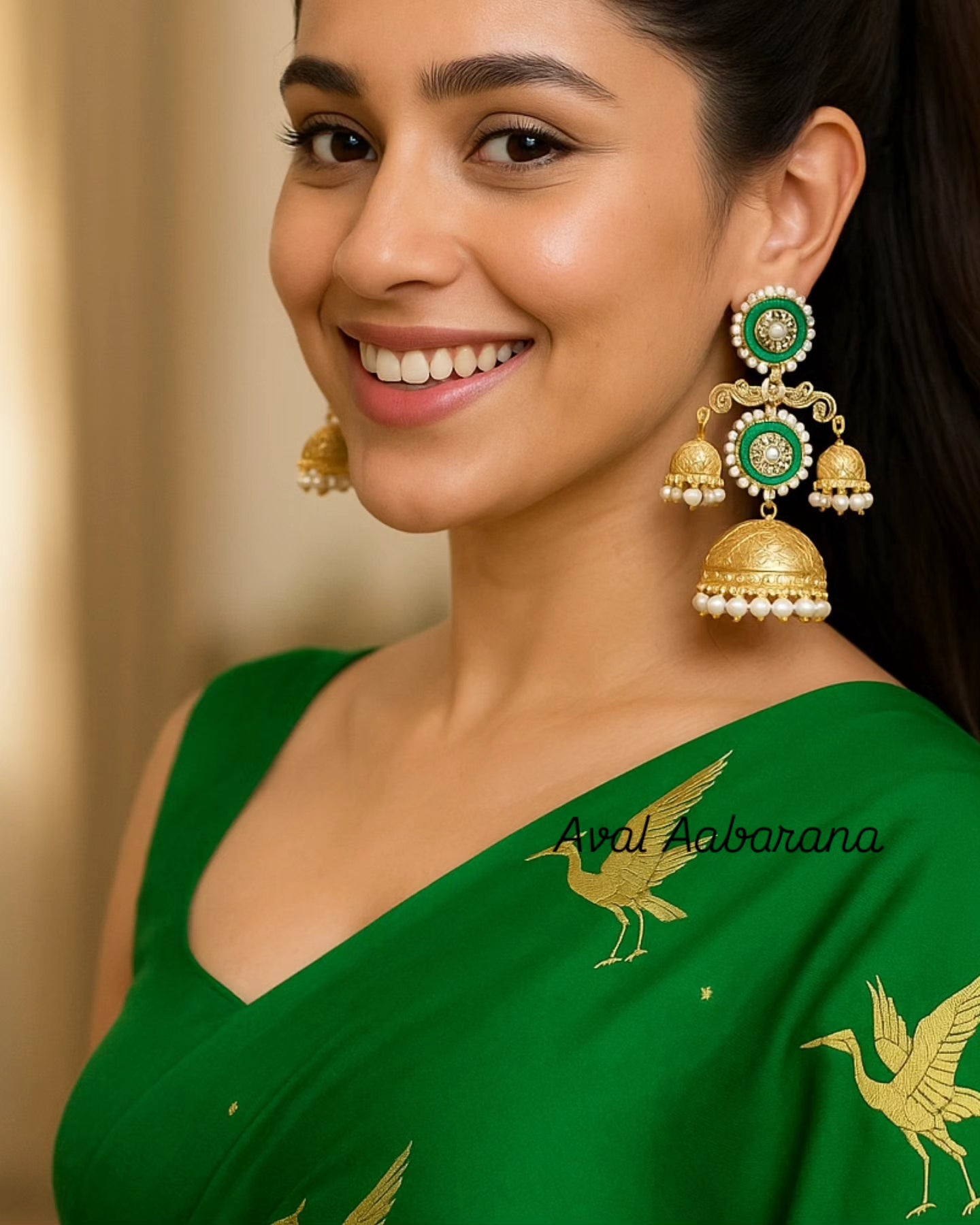 Jyotika inspired 3 Jhumka Brass earrings
