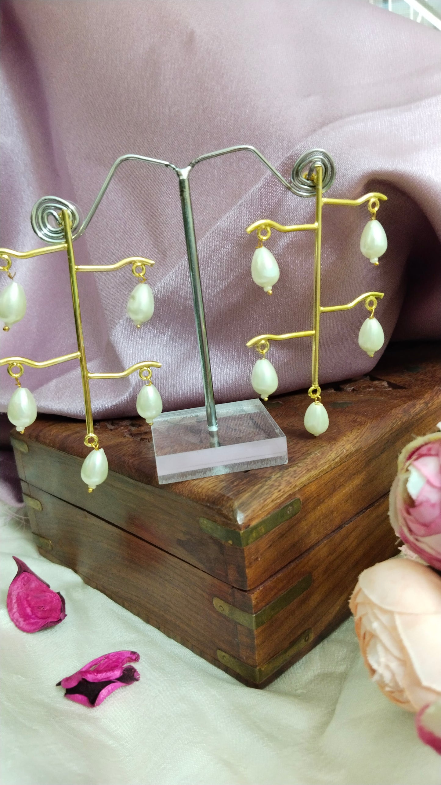 Statement Pearl  Brass earring
