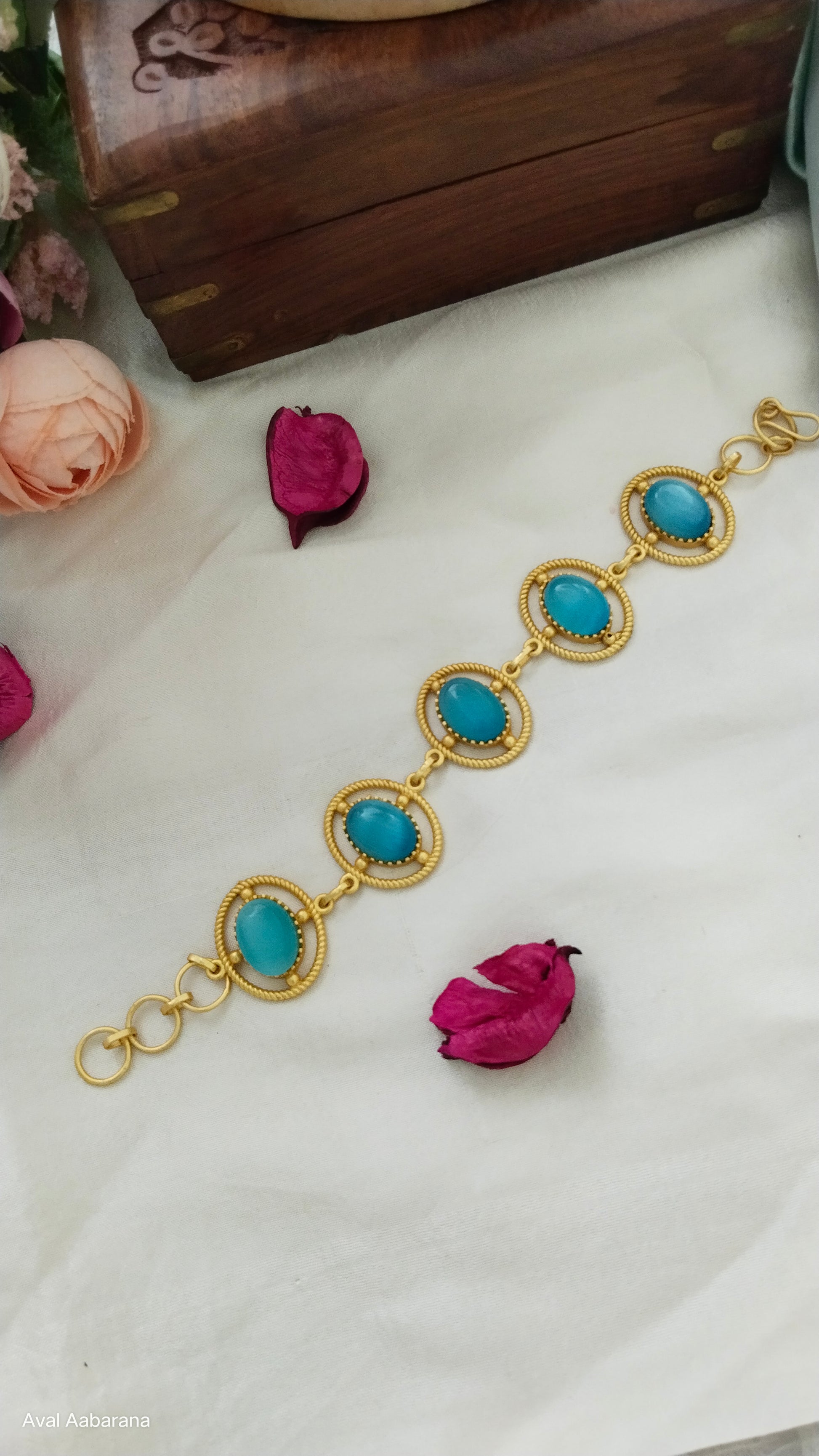 sky  blue monalisa stone Bracelet cum Choker ( Two ways),aval aabarana ,best fashion jewellery brand, Bracelet, brass earrings,