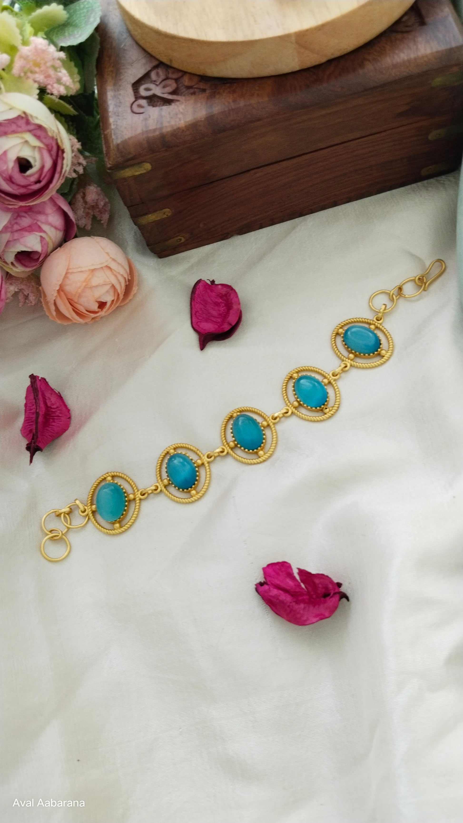 sky  blue monalisa stone Bracelet cum Choker ( Two ways),aval aabarana ,best fashion jewellery brand, Bracelet, brass earrings,