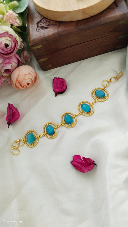 sky  blue monalisa stone Bracelet cum Choker ( Two ways),aval aabarana ,best fashion jewellery brand, Bracelet, brass earrings,