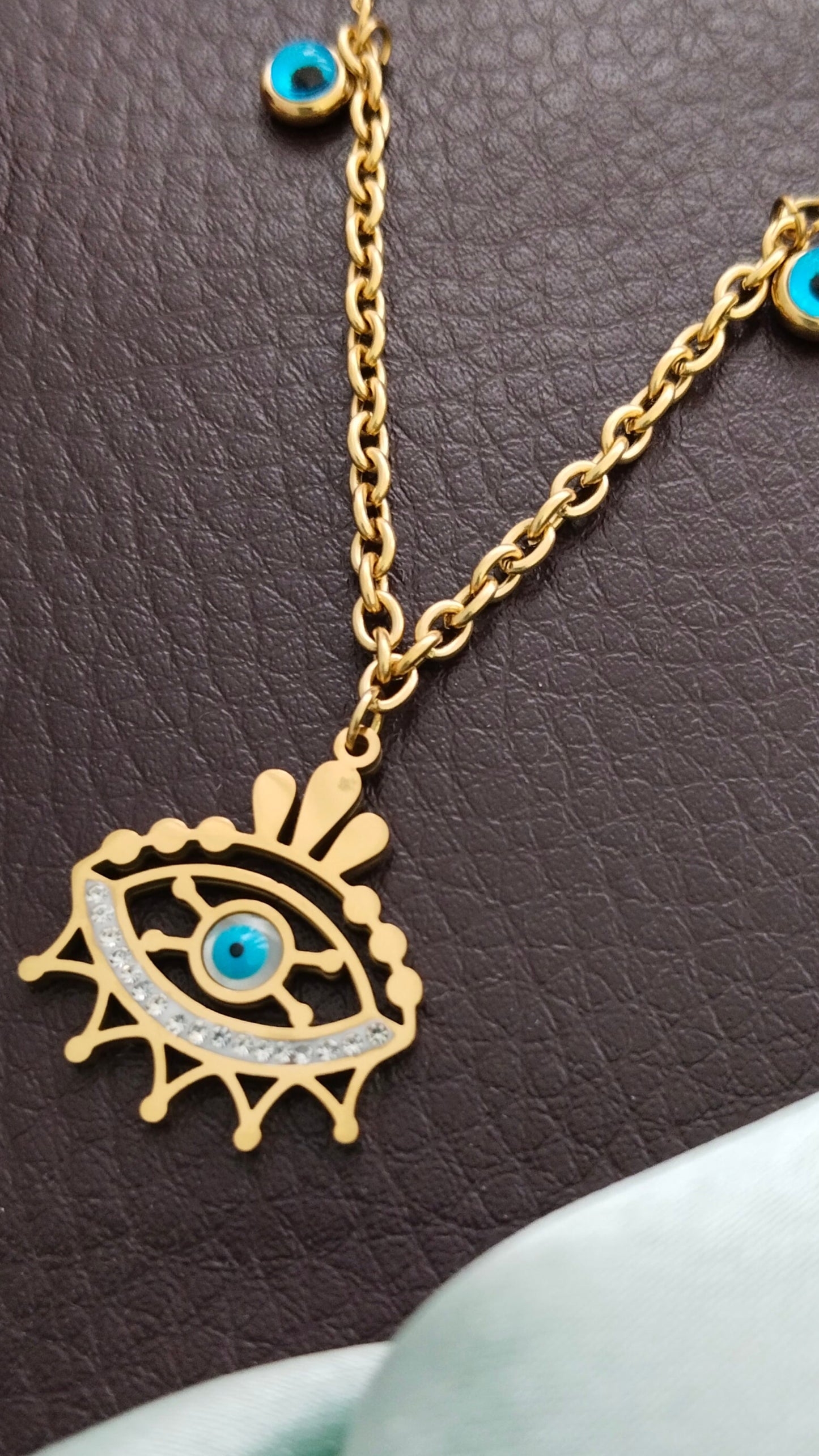 Evil eye Anti tarnish  stainless steel pendant necklace/chain
