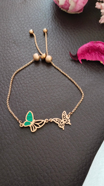 Anti tarnish cute enameled Butterfly Stainless steel Bracelet , aval aabarana ,best fashion jewellery brand, brass earrings