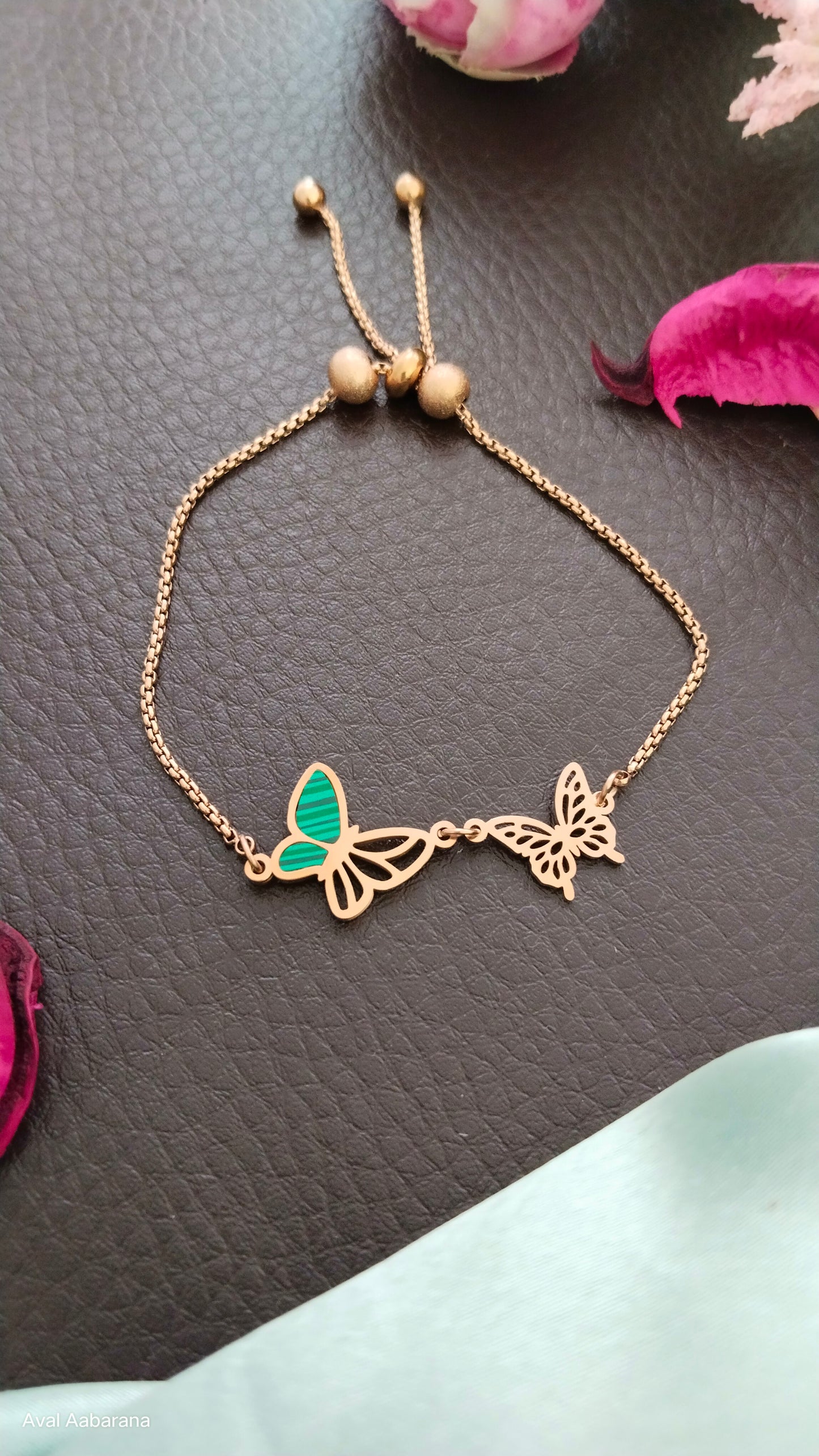 Anti tarnish cute enameled Butterfly Stainless steel Bracelet , aval aabarana ,best fashion jewellery brand, brass earrings