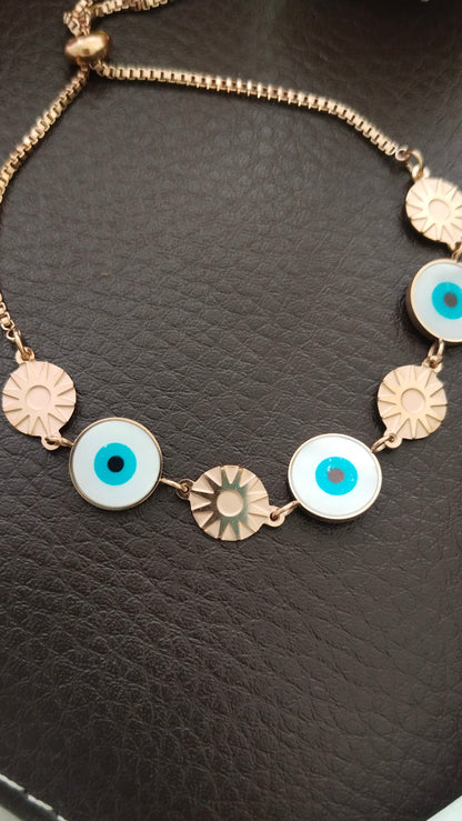 Anti tarnish Stainless Steel Evil eye adjustable Bracelet