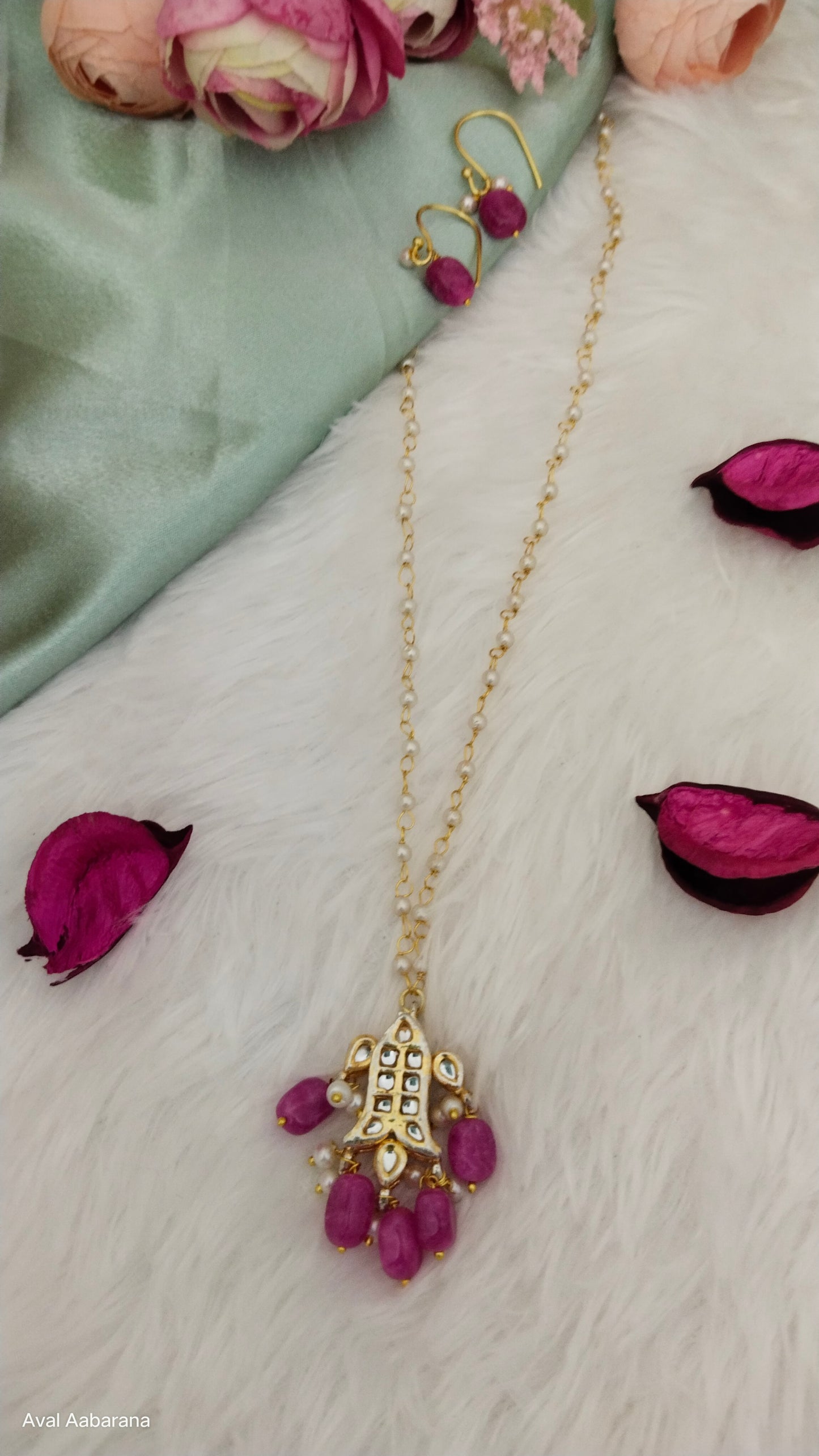 Kids Pretty meenakari & kundan pendant chain