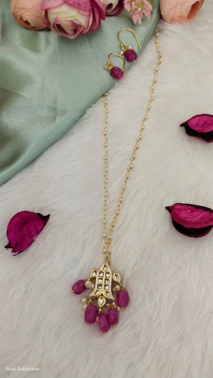 Kids Pretty meenakari & kundan pendant chain