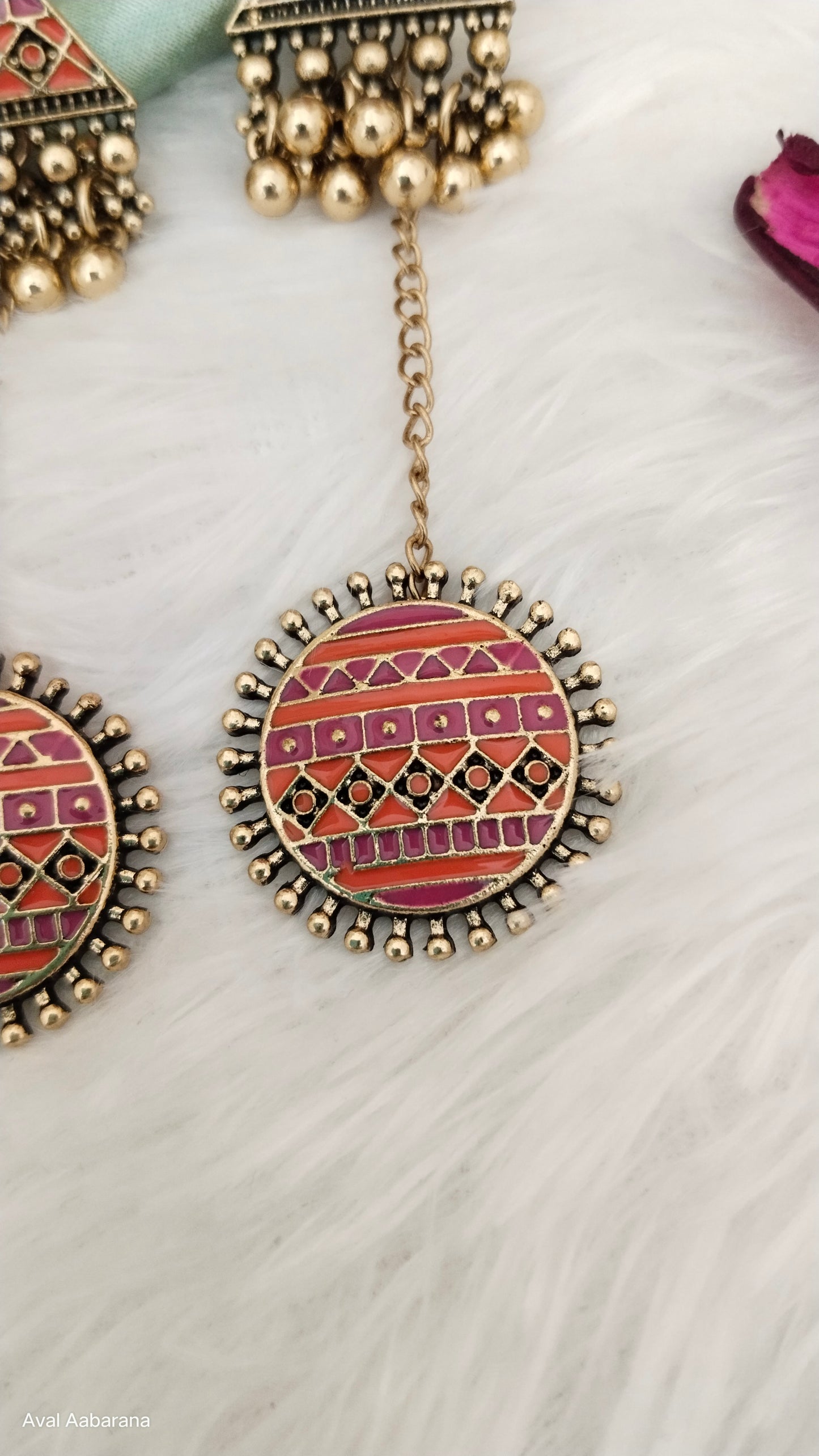 Embellished  trendy antique tone Indo western earring