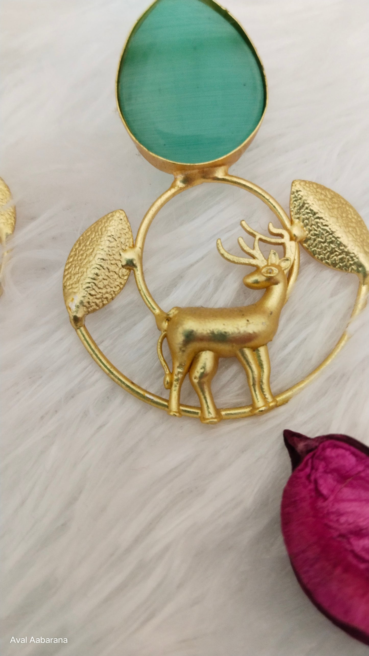 Pretty turquoise monalisa stone Deer Earring