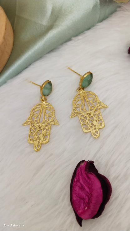 cute turquoise weightless monalisa stone hand kid's Earring